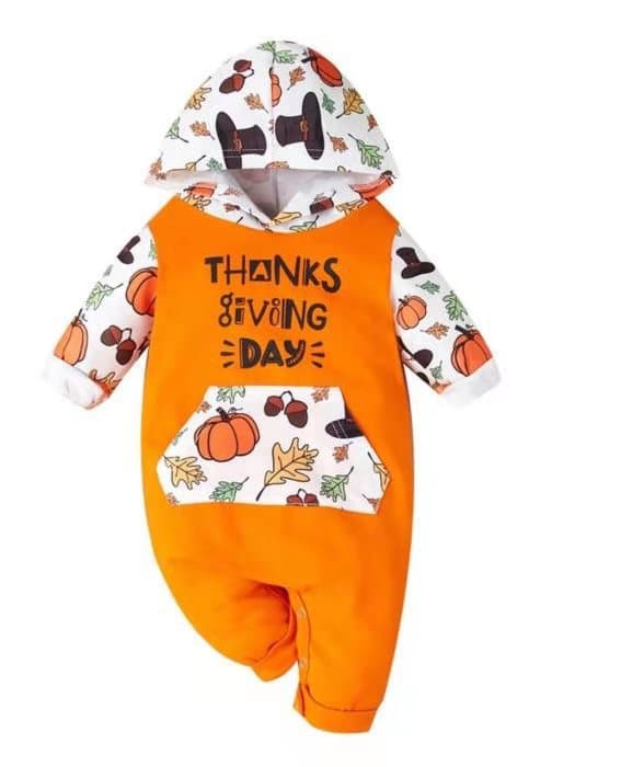 Yellow and White Printed Zip-Up Hooded Long-Sleeve Romper Factory Direct Price