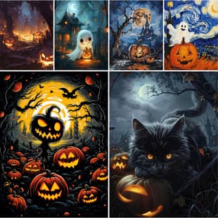 Cross-border Factory Direct Halloween Ghost Diamond Painting, New 5D Custom Round and Square Diamonds, Living Room Bedroom Decorative Painting