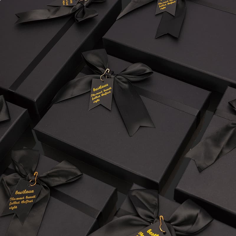 Gift Box Lid and Base Black Creative Lipstick Perfume Packaging Box, Large Birthday Gift Box Empty