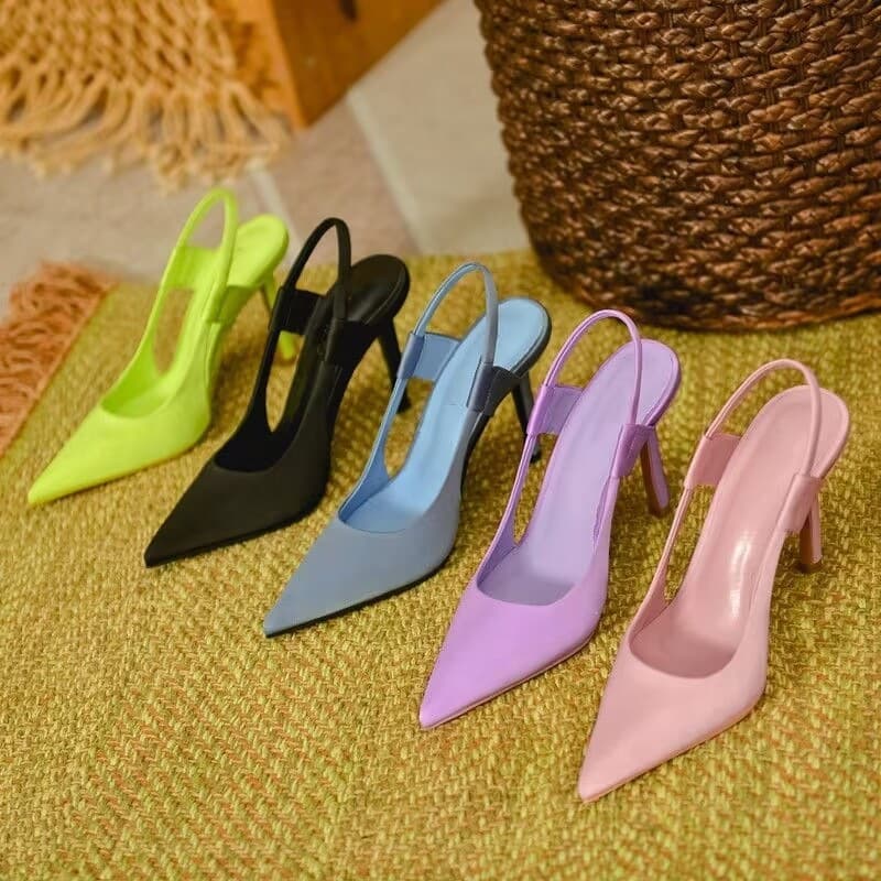 Women's Large Size High Heel Shoes, New European and American Fashion, Thin High Heel Closed Toe Candy Color Stock High Heel Sandals