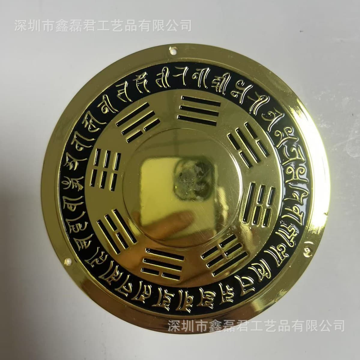 Custom Molded Zinc Alloy Gold-Plated Ba Gua Concave-Convex Mirror Feng Shui Ornament, Desktop Home Décor in 3D