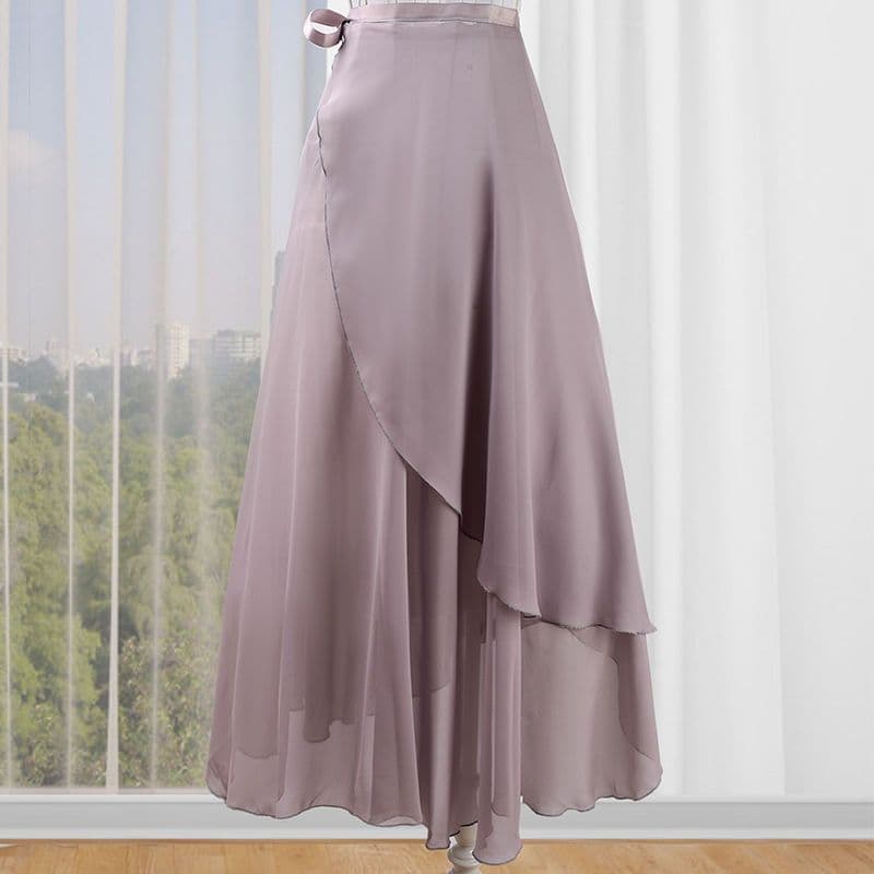 Adult Ballet Skirt One-Piece Tie Half-Body Chiffon Wrap Dancewear Practice Tulle Long Skirt Teacher Skirt Women