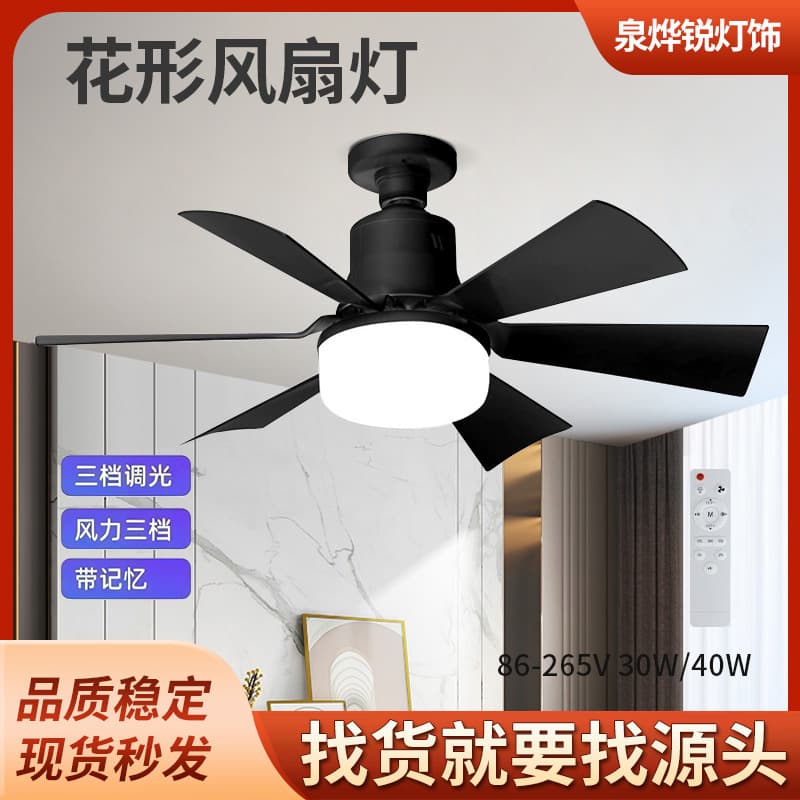 Cross-border New E27 Screw Base Home Silent Small Fan Light Smart Ceiling Fan for Dining Room Bedroom