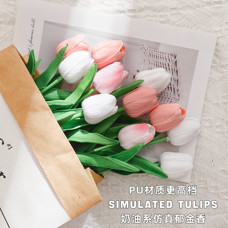 Tulip PU High-End Artificial Flowers for Floral Arrangement, Home Living Room Dining Room Decoration, Wedding Event Setup, Photography Props