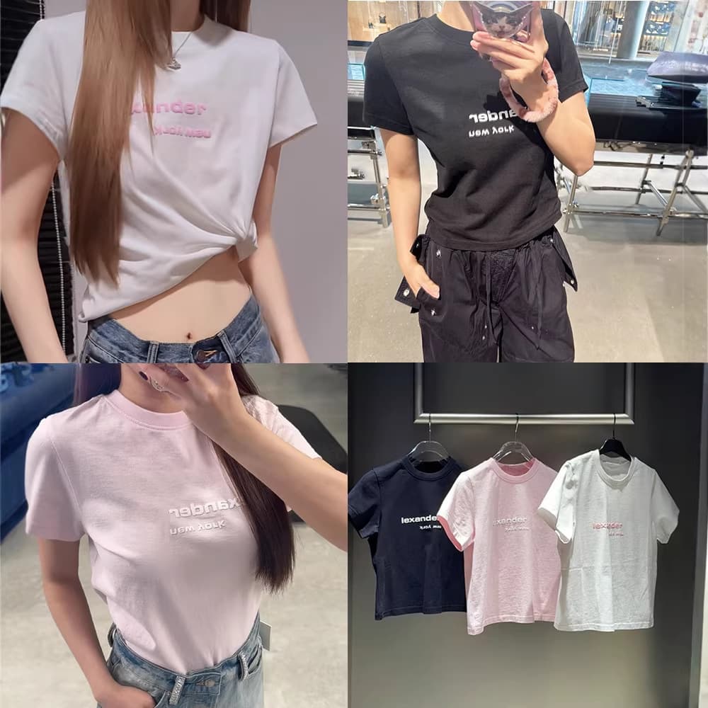 Correct Version 2026 Early Spring New 3D Letter Foam Print Versatile Round Neck Cropped T-Shirt Regular Shoulder Short Sleeve Women