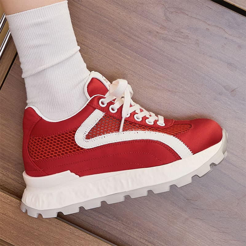 5185-10 Ice Silk Satin Summer Breathable Mesh Forrest Gump Shoes for Women Invisible Height Increase 8CM Sports and Leisure Thick-soled Shoes