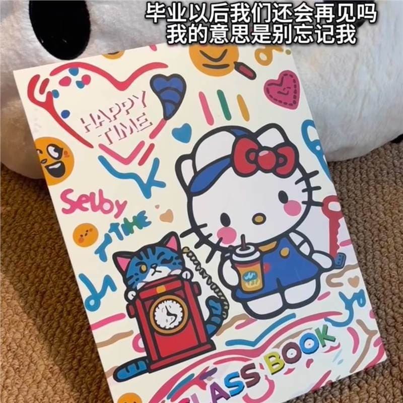 Hello Kitty Yearbook for Elementary School Students in Grade 6: Cute Cartoon High-Value Student Graduation Commemorative Message Book