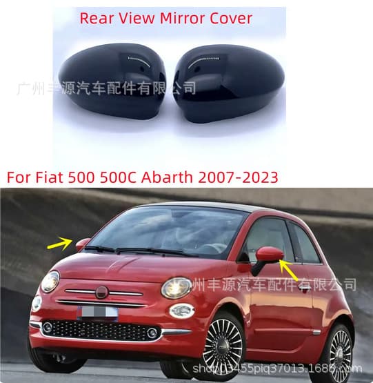 Compatible with Fiat 500 Mirror Shell Fiat 500 Mirror Cover Fiat 500 Abarth Rear View Mirror Cover 07-23