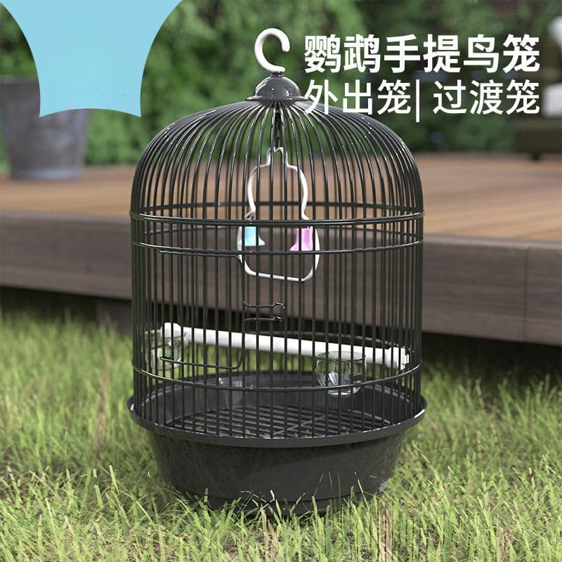 Chongshangtian Round Bird Cage for Budgies, Lovebirds, Parrotlets, Zebra Finches, Portable Small Bird Cage, Decorative Garden Bird Cage, Home Use