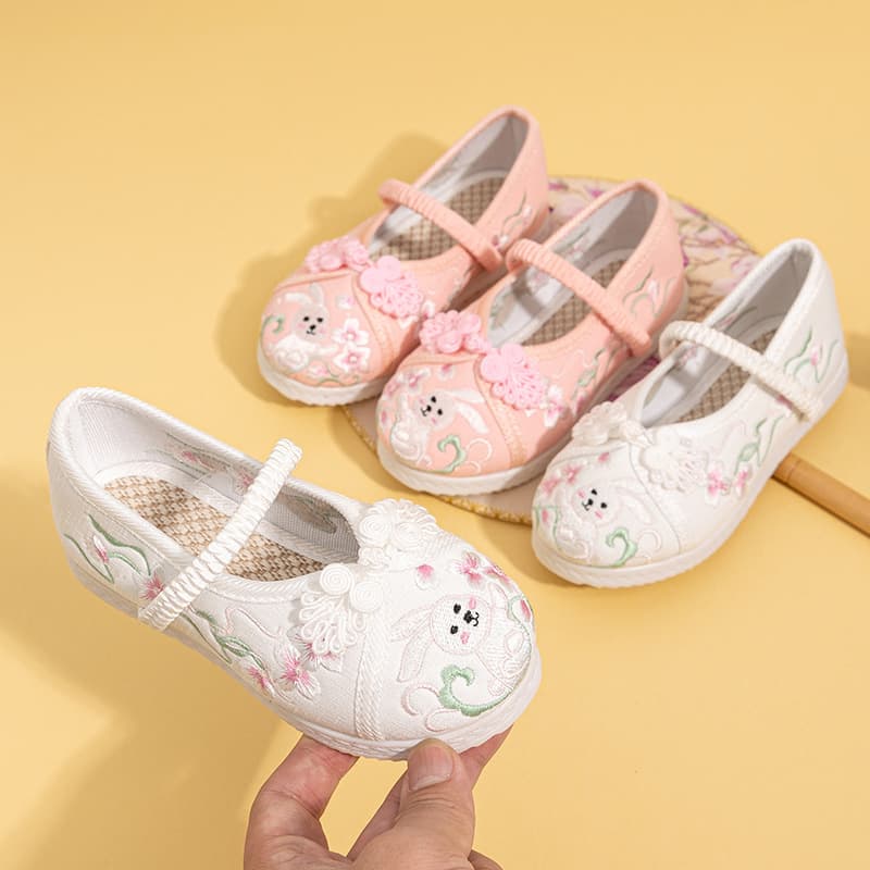 Hanfu Shoes Girls' Ancient Style Children's Embroidered Shoes Chinese Style Horse-Face Skirt Shoes Little Princess Traditional Old Beijing Cloth Shoes