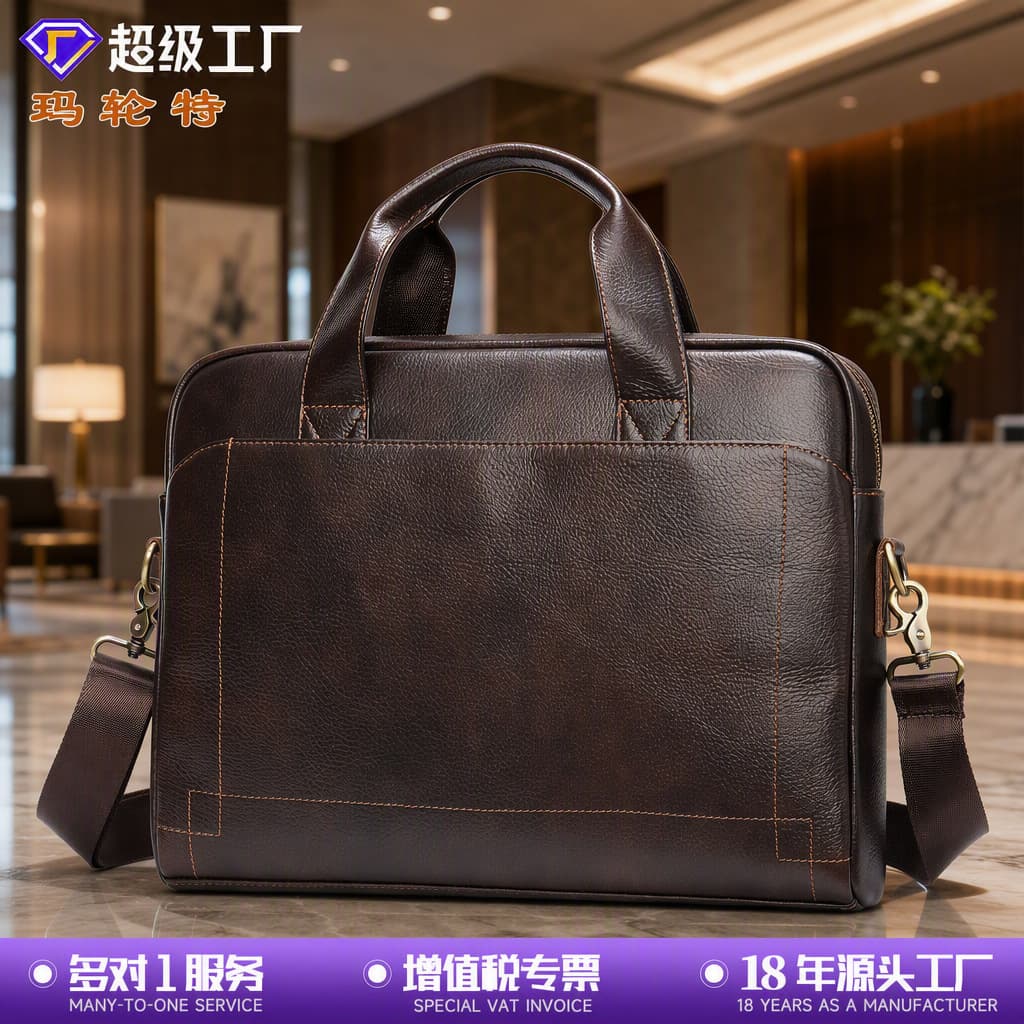 Marant men's genuine leather handbags, first-layer cowhide briefcases, genuine leather laptop bags, business bags wholesale