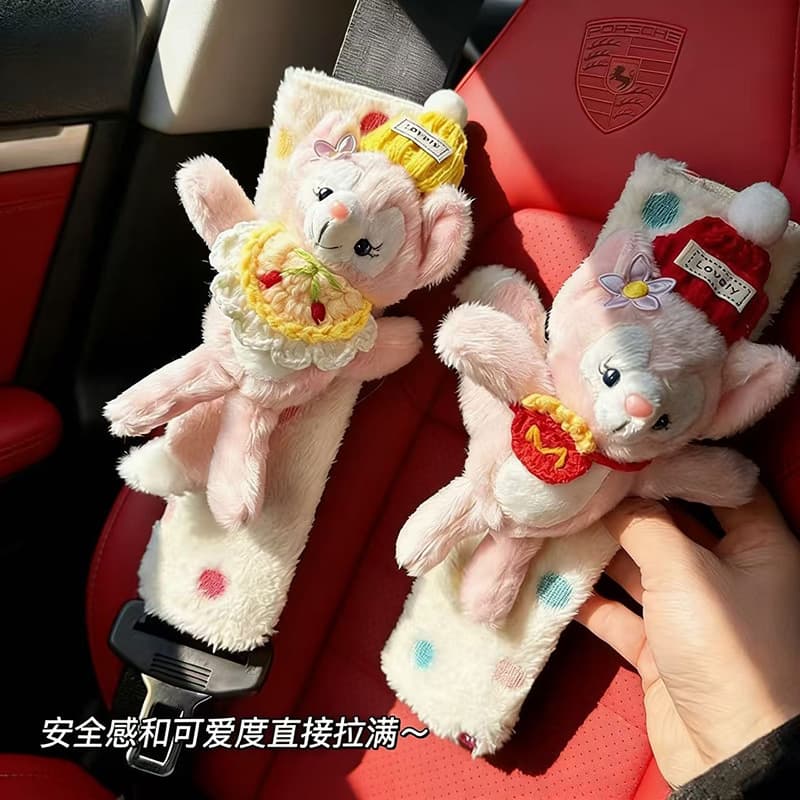 Lina Bell Seat Belt Shoulder Pad Cover, Car Seat Belt Protector, Plush Cartoon Cute Car Interior Decoration