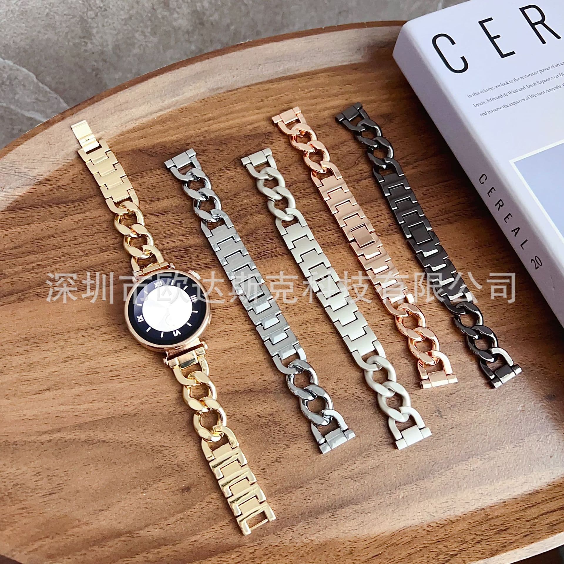 Suitable for Samsung Huawei smart watch 18mm 20mm 22mm single row denim chain diamond metal watch strap