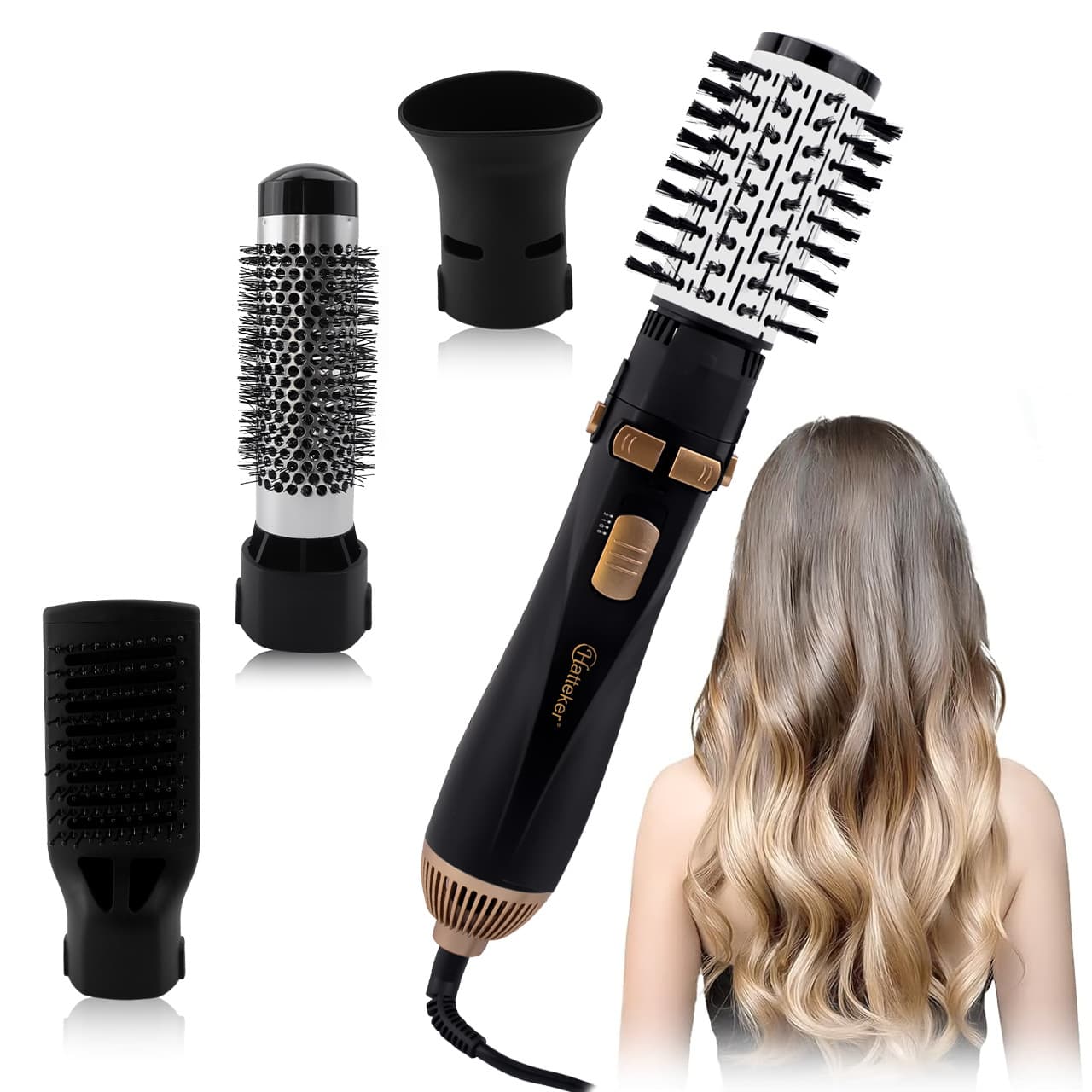 4-in-1 Multi-Function Straightening and Curling Comb Automatic Rotation Large Wave Hairdryer Brush Heat Wind Comb Hair Straightener