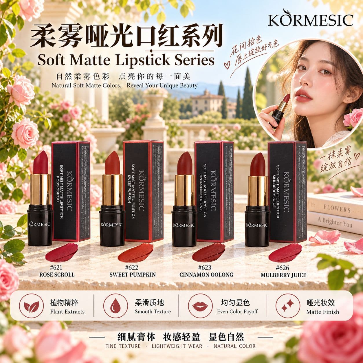 Cross-border KORMESIC Lipstick Lip Makeup Foreign Trade Cosmetics Source Factory Wholesale Beauty