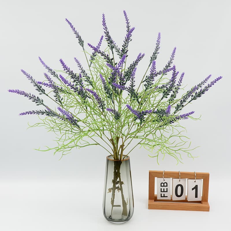 Artificial Flowers Cross-Border Hot Selling Fake Flowers, Outdoor Wedding Floral Decoration, Purple Silk Flowers, Plastic Large Bunch Lavender