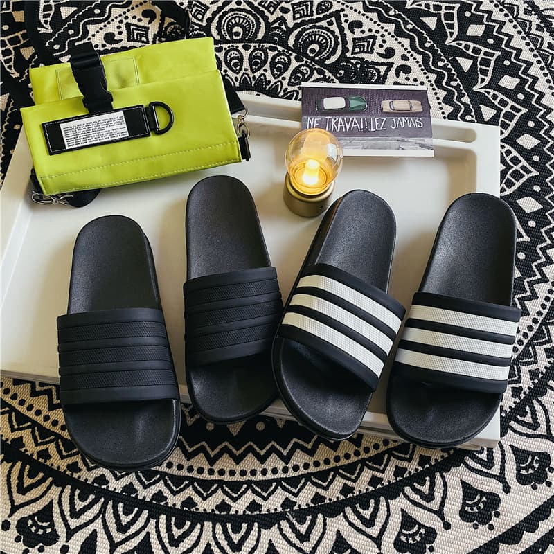 Three-Stripe Summer Korean Style Couple Casual Sandals, Student Fashion One-Strap Slippers, Men's Versatile Beach Shoes