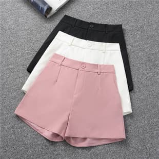 High-Waist Black Shorts for Women Spring 2022 New Versatile Korean A-Line Wide Leg Loose Slimming Outer Shorts