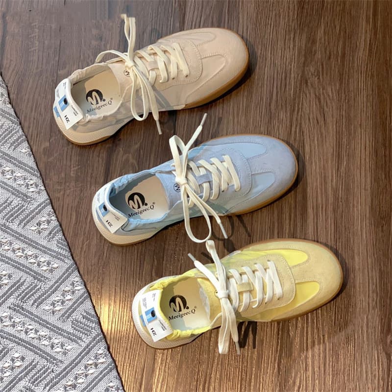Ballet Lithe Series German Training Shoes Autumn White Sneakers Soft Sole Breathable Agassi Shoes Women's Casual Canvas Shoes