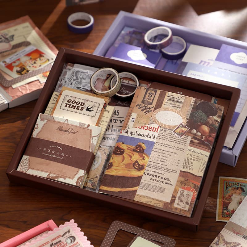Warm Season Vintage Literary Journal Gift Box, Simple Ins Style Notebook Set, Complete Stationery Materials