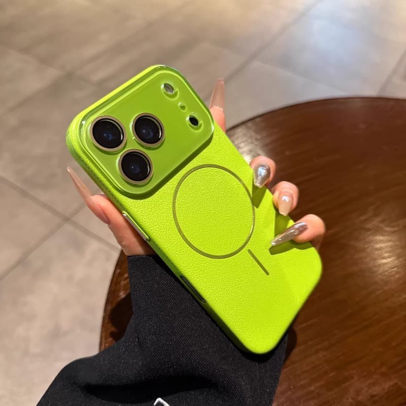 Suitable for iPhone 17 Pro Max, Lychee Pattern Magnetic Phone Case, Lens Anti-Drop PC Apple 16 Protective Case, Full Coverage