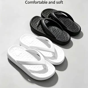 Summer Flat Flip Flops for Women, Anti-Slip Outdoor Fashion Simple Couple Beach Sandals, Toe Separator Flip Flops for Men