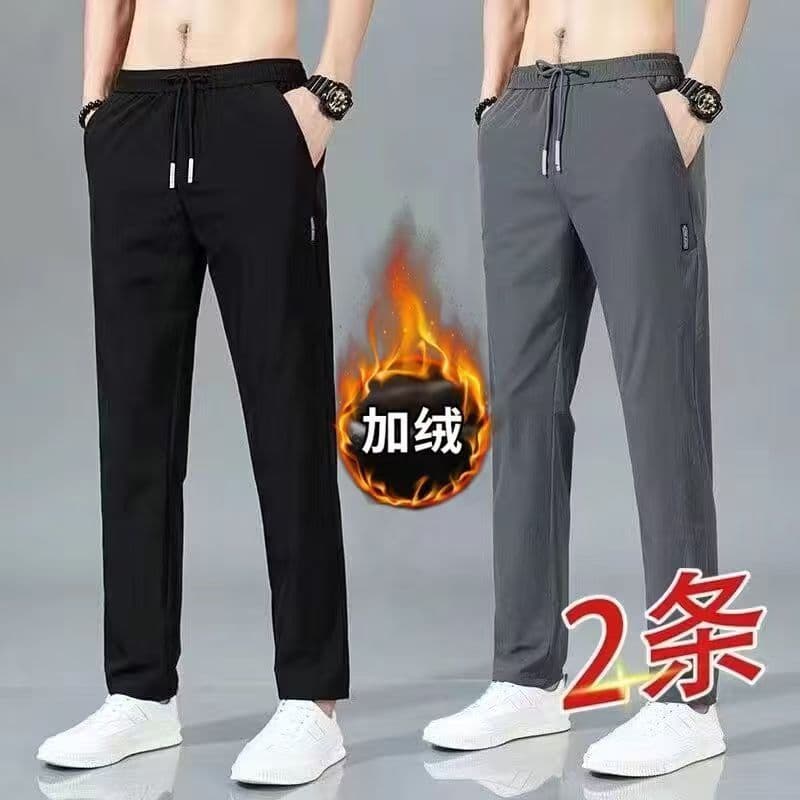 Factory Direct Black Label Fleece Pants Two-Piece Set Korean Style Foreign Trade Ready Stock Wholesale Non-Pilling Straight Leg Casual Trousers