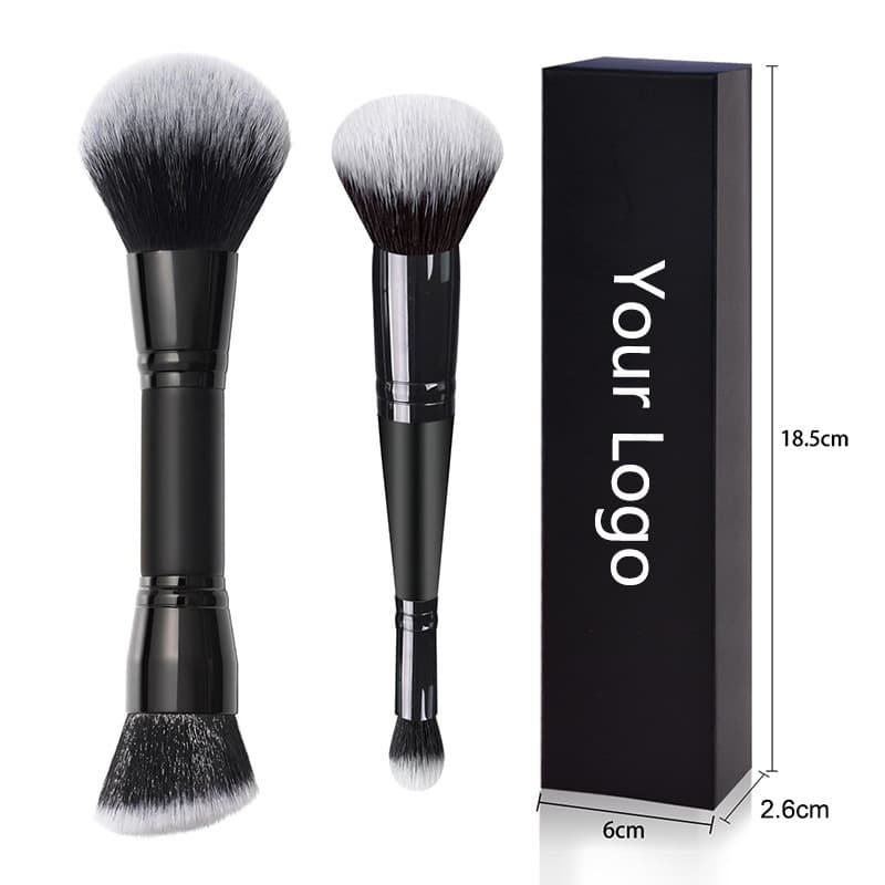 Cross-border single double-headed foundation brush, loose powder brush, blush brush, contour brush, soft-bristled makeup brush, portable beauty tool