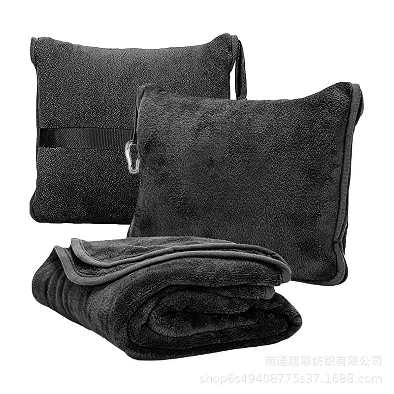 Portable travel blanket with customizable logo, warm outdoor flannel blanket, foldable airplane blanket, throw pillow blanket