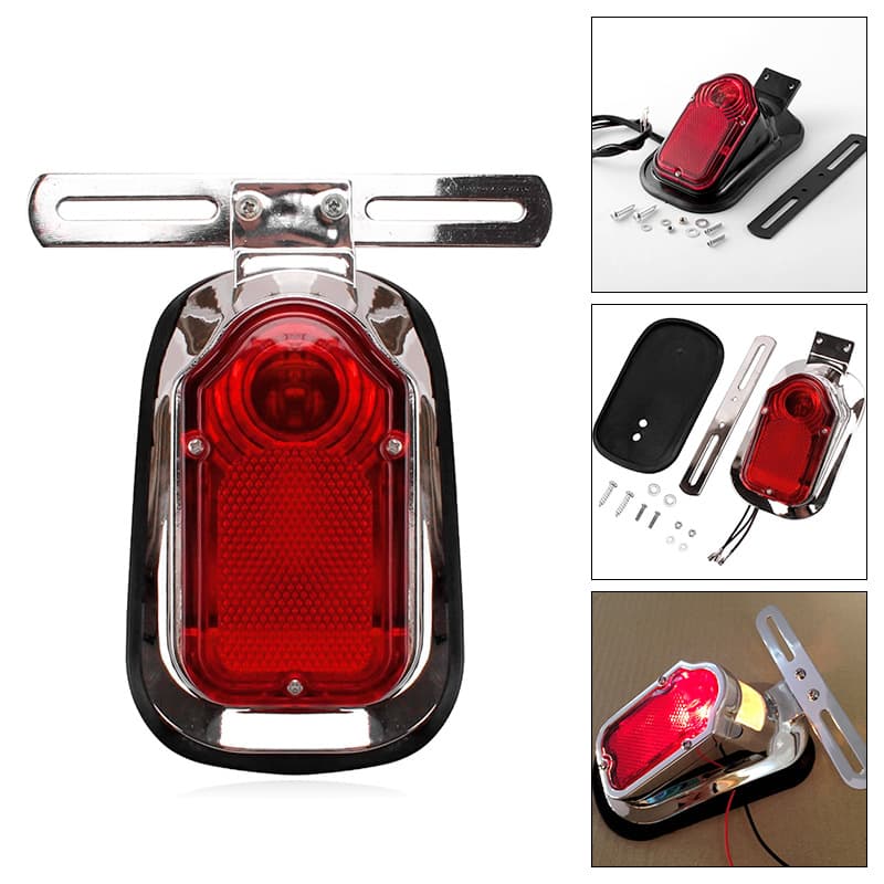 Harley Davidson Motorcycle Tombstone Tail Light Early 47-54 Models Part Number 68003-47 Fender Tail Light License Plate Bracket
