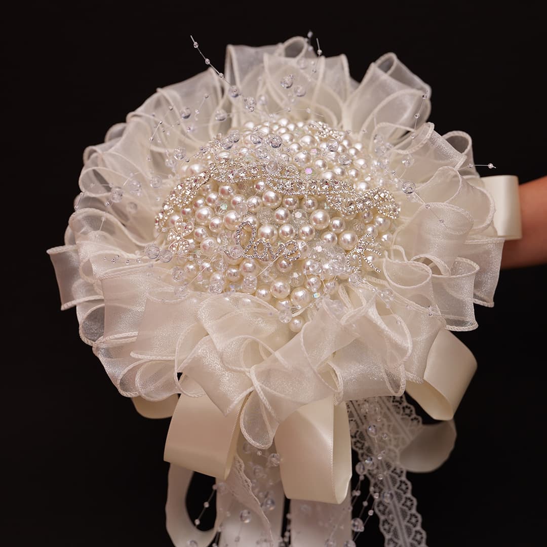 Pearl DIY kit, wedding gift for brides, high-end rhinestone chain jewelry, lace bouquet