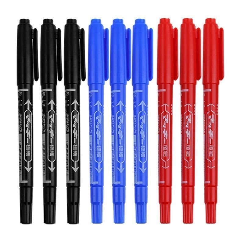 Dual-Head Marker Pen Small Dual-Head Marker Black Outlining Pen Oil-Based Quick-Dry Water-Based Pen for Students