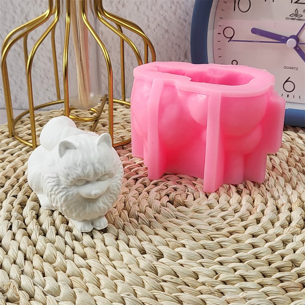 Cute Puppy Pet Figurine Silicone Mold DIY Cement Plaster Figurine Silicone Mold W0633
