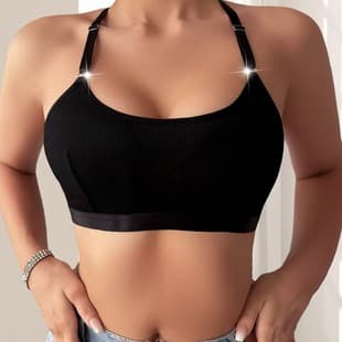 Export European American Halter Vest Bra Cross-Border New Solid Breathable Women's Minimizer Bra