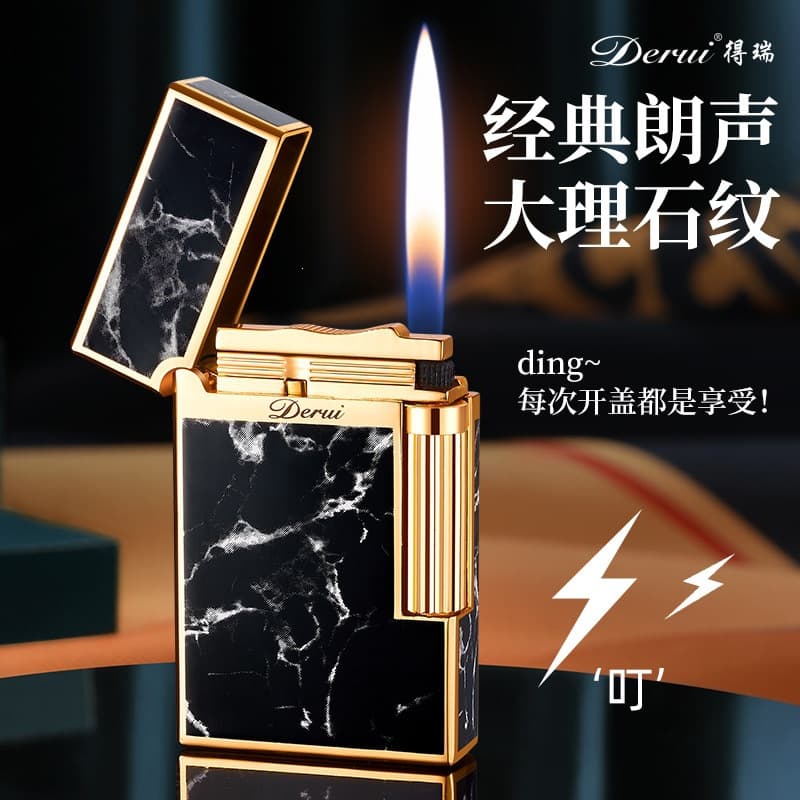 Derui DR-2128 Crisp Metal Grinding Wheel Refillable Lighter, TikTok Hot Seller High-End Gift Lighter