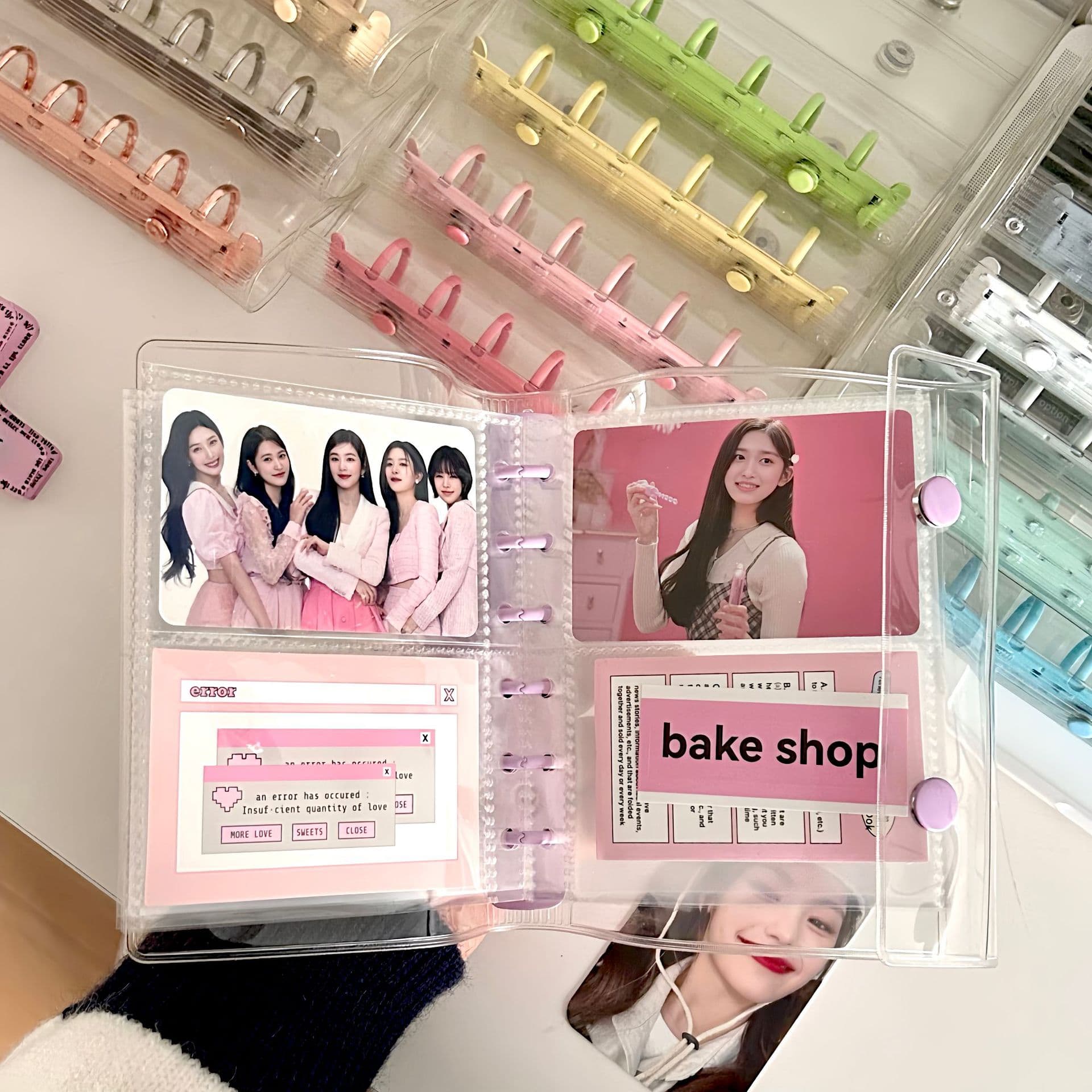 A7 Double Snap Transparent PVC Soft Cover Color Clip Loose-leaf Gugu Notebook Photo Album Sticker Storage Book