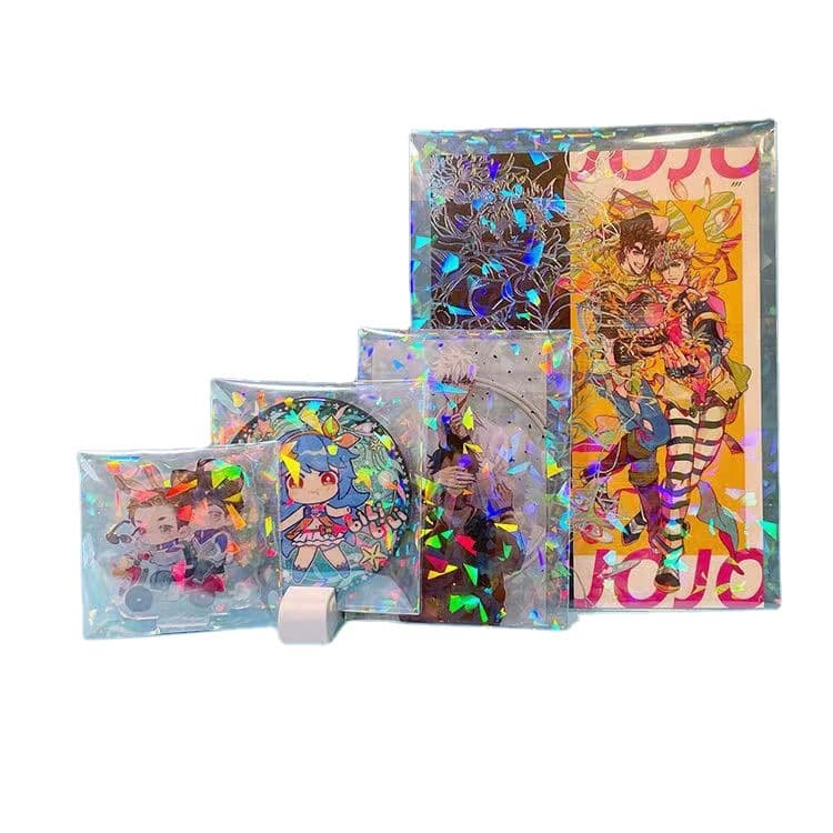Laser Badge Protective Sleeves, Glass Crush Laser Film for Badges, Game Cards, Anime Merchandise Storage