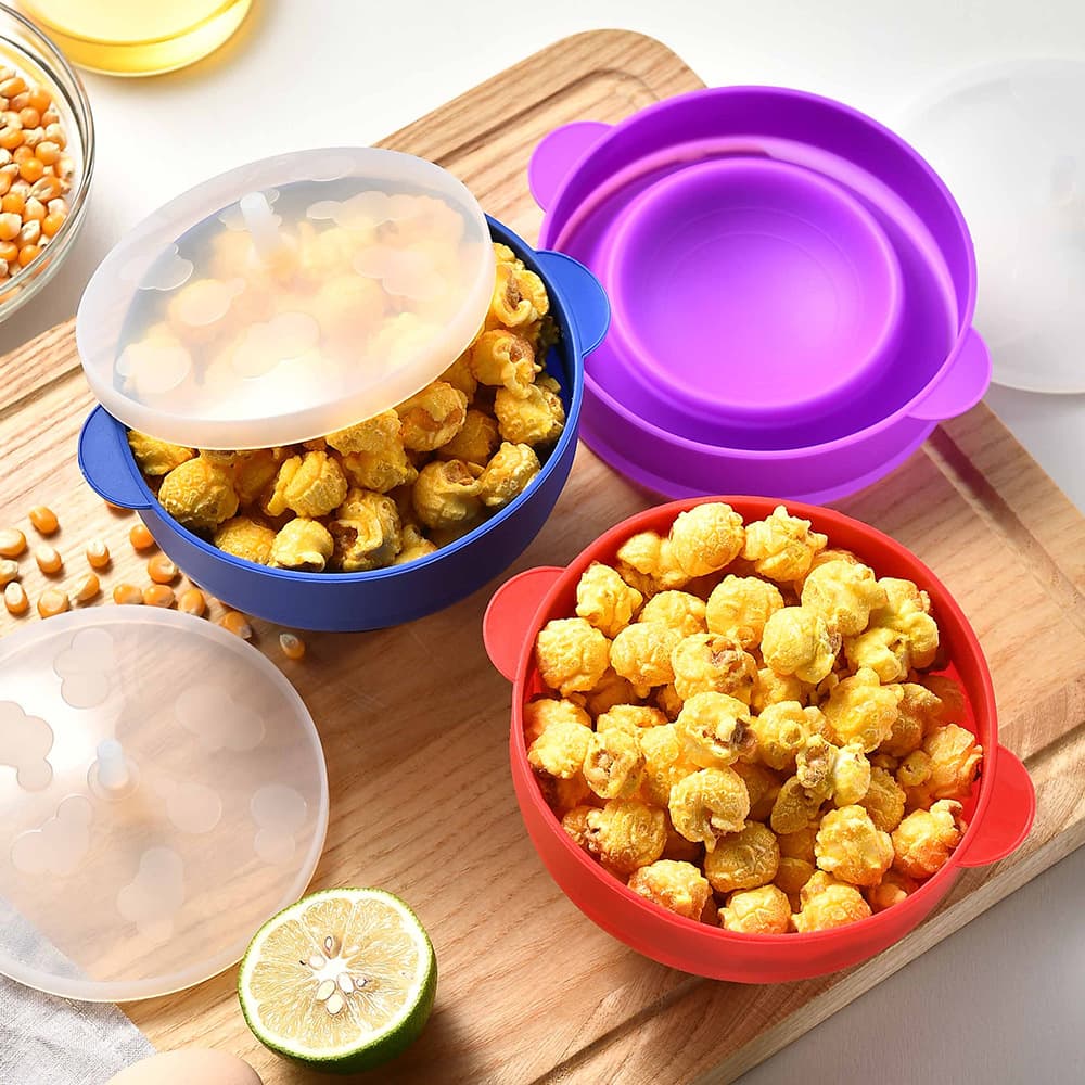 Cross-border Foldable Silicone Popcorn Bowl Heat-Resistant Oven-Safe Popcorn Bucket Silicone Tableware Reusable