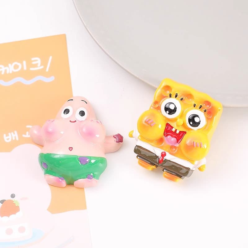Cute SpongeBob SquarePants Phone Stand Resin Accessories Phone Airbag Stand Hair Clip Refrigerator Magnet Butter Glue