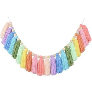 Ins-style Rainbow Yarn Tassel Garland Wall Decoration for Living Room, Kids Room, Woven Tapestry