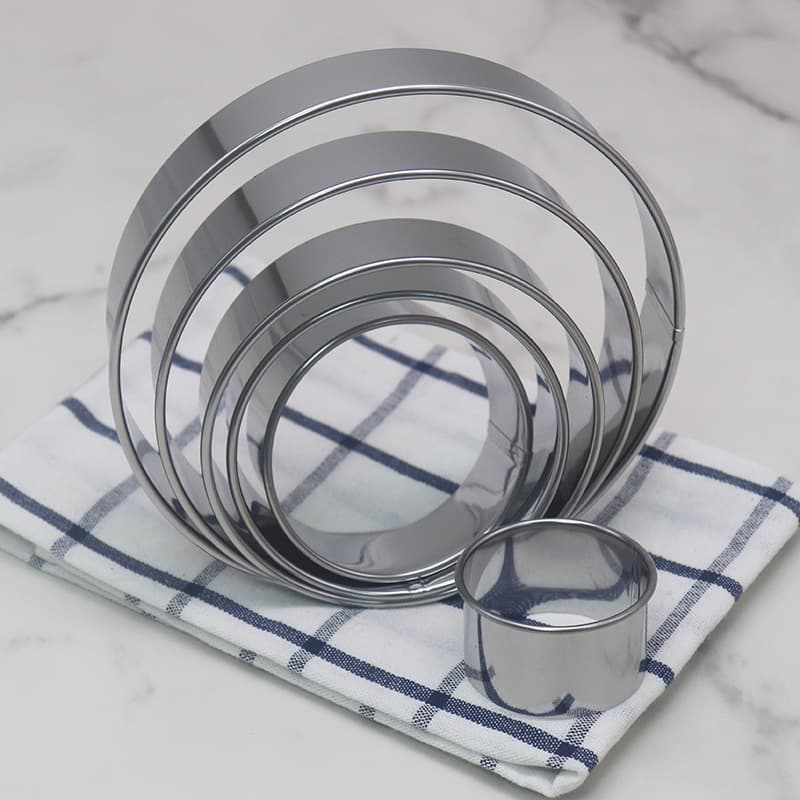 Cross-border 6-Piece Stainless Steel Cookie Cutter Set Round Mousse Ring Cake Mold Set Home Baking Tools