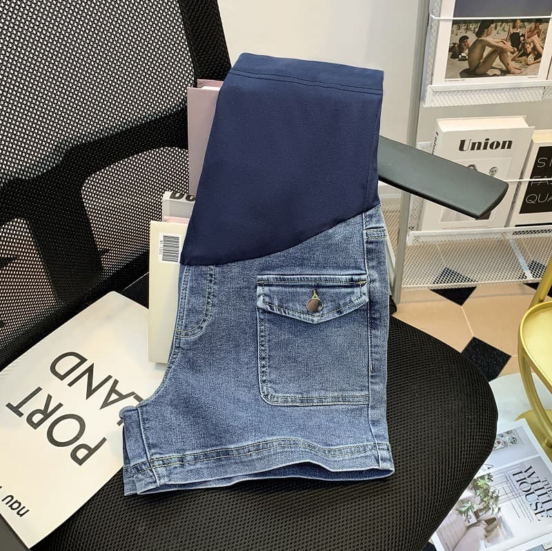 9048 Maternity Shorts Women's Summer Outerwear Loose Large Size Summer Wear Stretch Denim Spring and Summer Thin High Waist Pregnancy Period