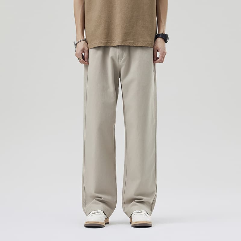 Japanese Retro Khaki Casual Pants for Men, Spring and Summer Thin Straight Washed Wide-leg Loose Pants, Spring and Autumn Men's Wear