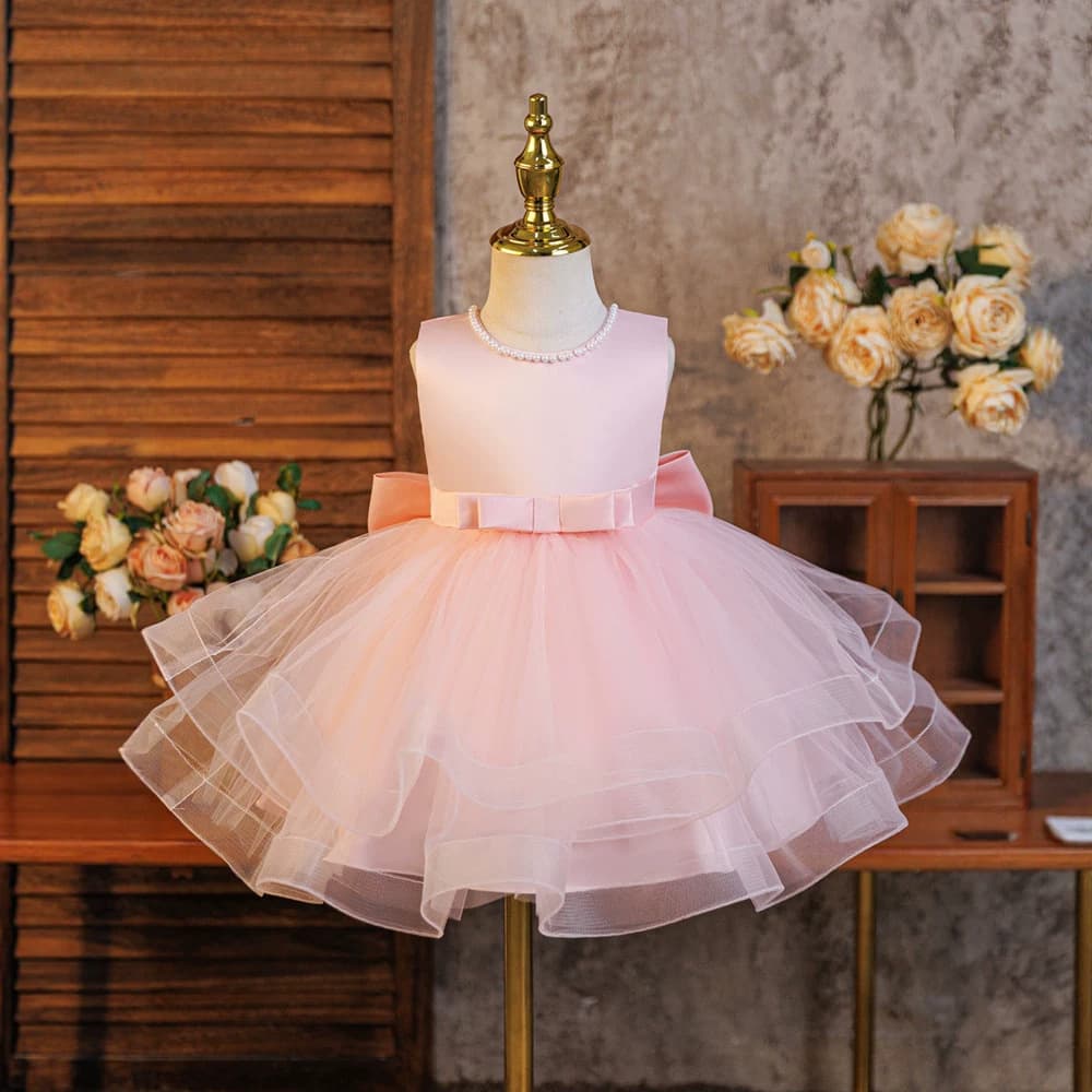 New children's dress sky blue sleeveless puffy gauze princess dress foreign trade summer girl temperament birthday dress