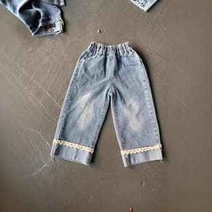 New Girls' Jeans Spring and Autumn Long Pants Casual Wide Leg Pants Baby 2025 Early Spring Stylish Children's Pants