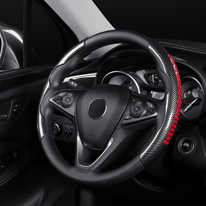 Amazon Hot Selling Carbon Fiber Pattern Steering Wheel Cover Handle Cover Car Interior Supplies Car Universal Steering Wheel Cover