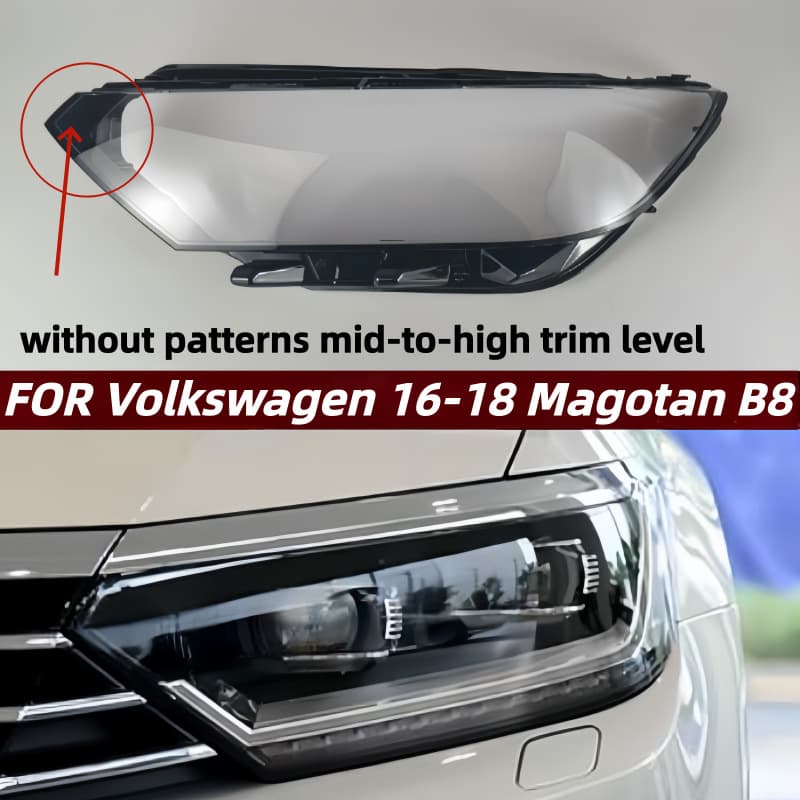 For 17 Magotan B8 Low/Mid-High Trim Headlight Lens 18-19 VW Magotan B8 Front Headlight Transparent
