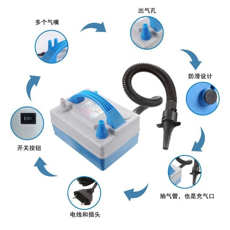 Electric Balloon Inflator, Small Portable Air Pump Tool, Helium Dual-Outlet Automatic Inflator