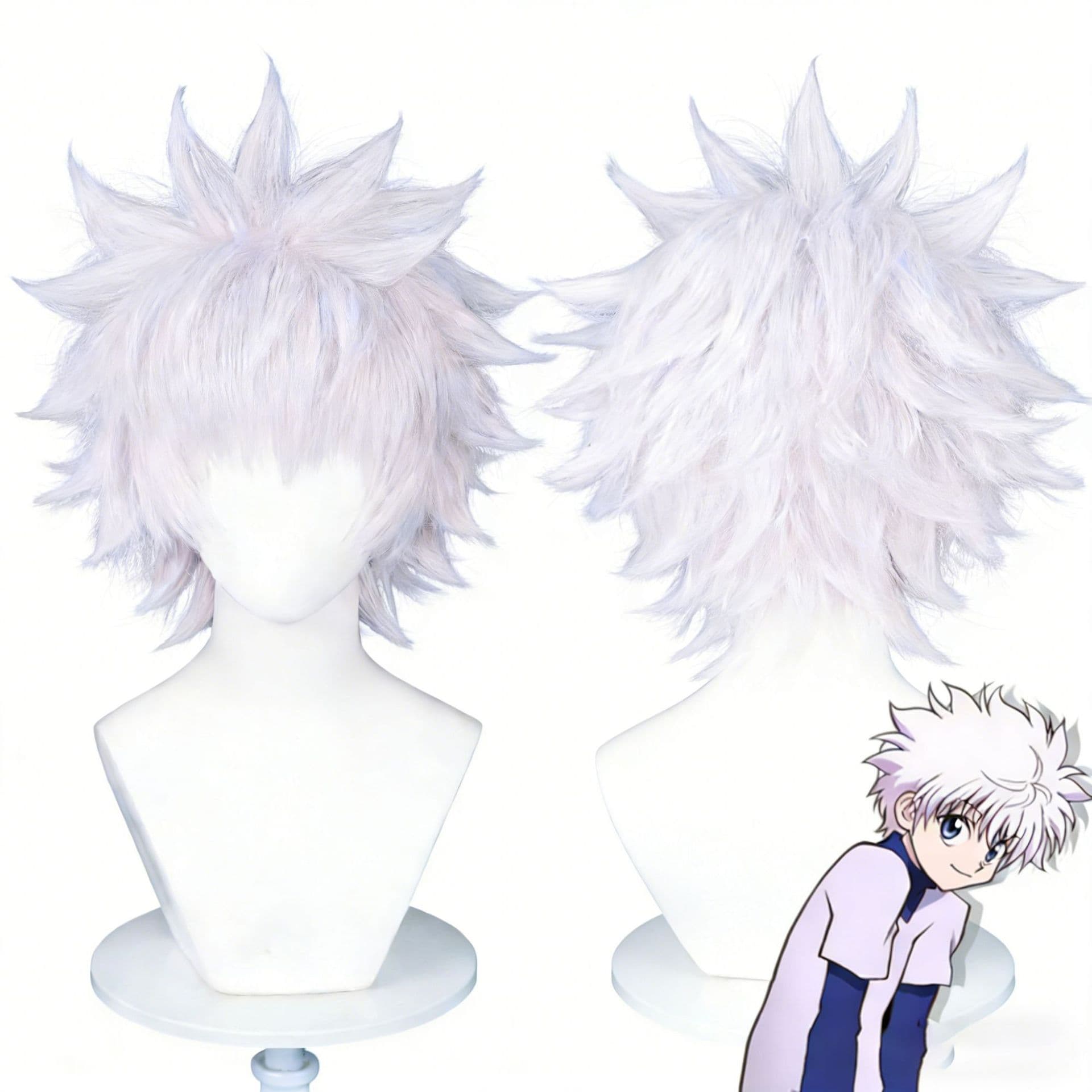 SiYi Hunter x Hunter Killua Wig Silver Gray Short Spiky Cosplay Wig Versatile Styling Wig