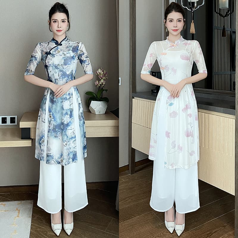 Autumn/winter new improved slim-fit cheongsam long dress, new Chinese-style national dress, foot spa technician uniform - 1388#
